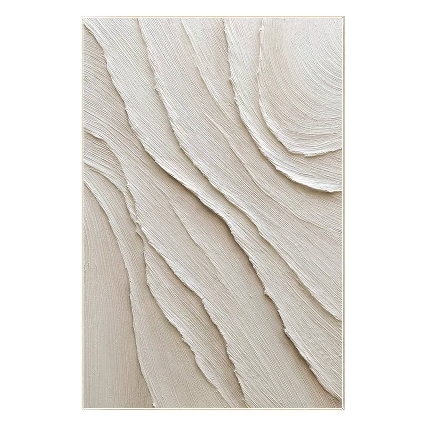 Cream White Beige Minimalist Painting on Canvas, 3D Textured Plaster Minimalist  #8