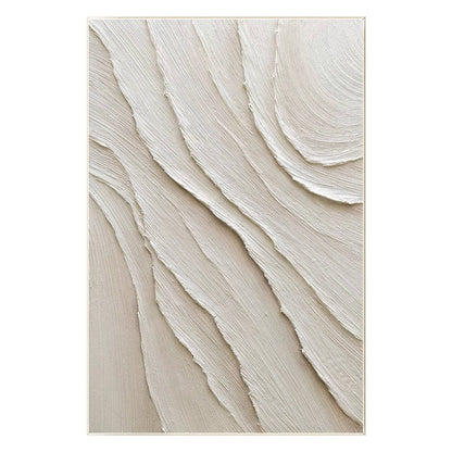 Cream White Beige Minimalist Painting on Canvas, 3D Textured Plaster Minimalist  #8