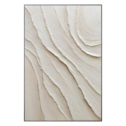 Cream White Beige Minimalist Painting on Canvas, 3D Textured Plaster Minimalist  #9