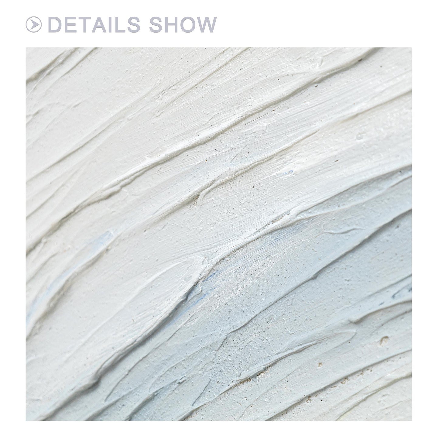 Cream White Light Blue Minimalist Painting on Canvas, 3D Textured Abstract Ocean #2