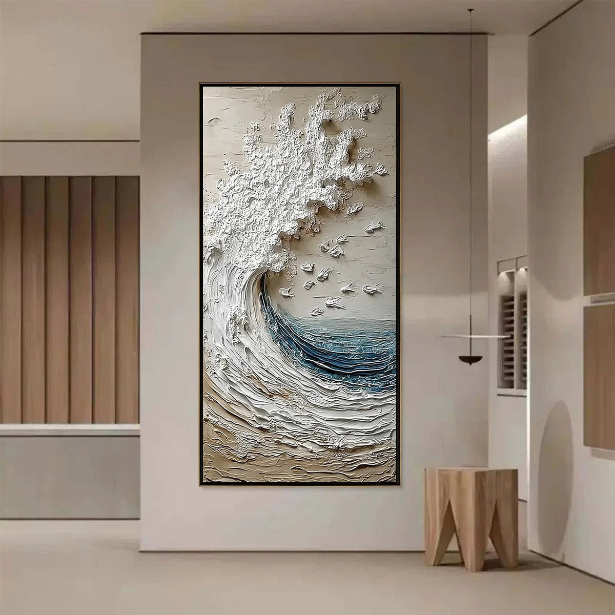 Crescendo | Textured Coastal Wave Impasto Original Oil Painting | Abstract closeup, raised brushwork detail