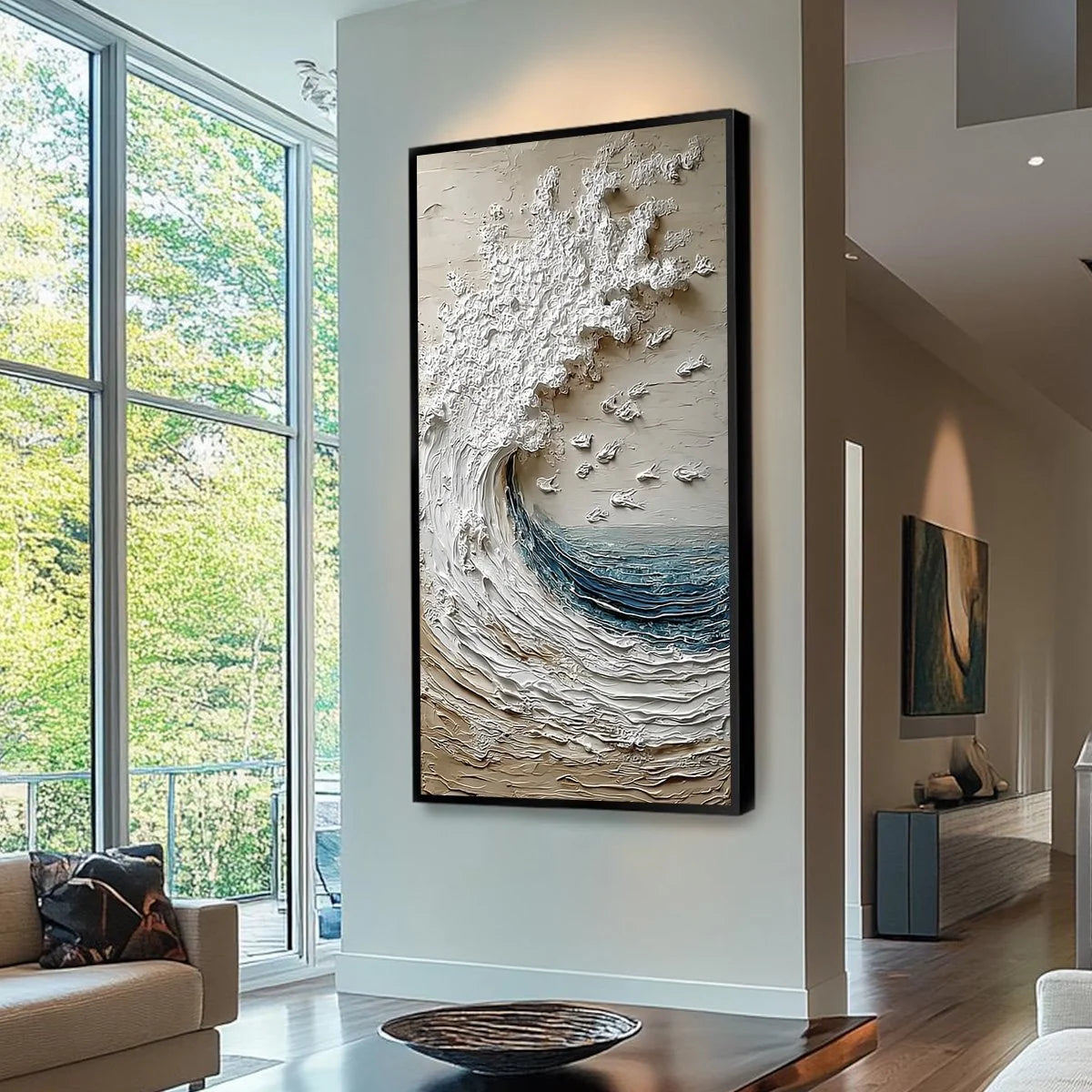 Crescendo | Textured Coastal Wave Impasto Original Oil Painting | Abstract mood, soft natural light studio shot