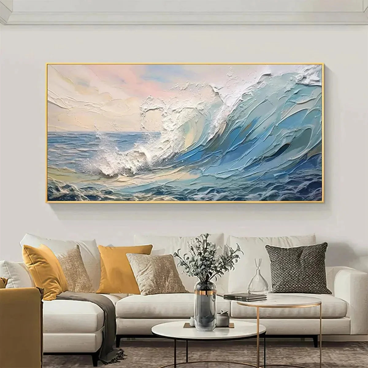 CRESTING WAVE: Textured Seascape Painting | Abstract closeup, raised brushwork detail