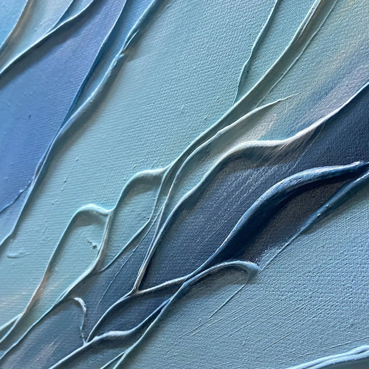 CRESTING WAVE: Textured Seascape Painting | black frame version on white wall