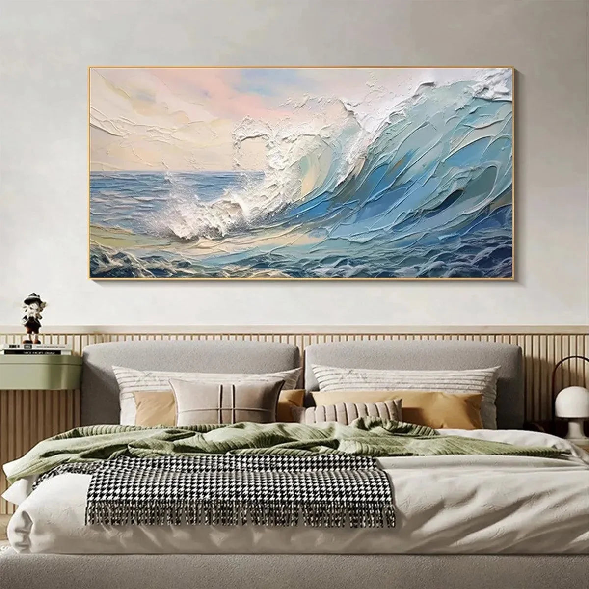 CRESTING WAVE: Textured Seascape Painting | Abstract mood, soft natural light studio shot