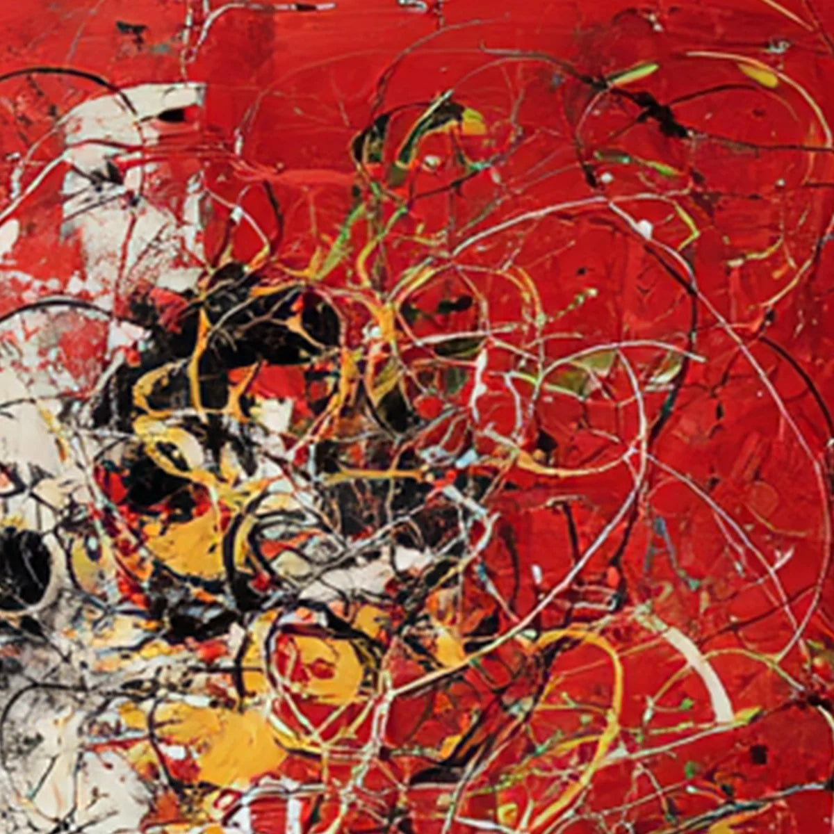 CRIMSON CHAOS: Large Vertical Red and Black Abstract Action Painting | rolled canvas, ready for custom framing