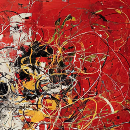 CRIMSON CHAOS: Large Vertical Red and Black Abstract Action Painting | rolled canvas, ready for custom framing