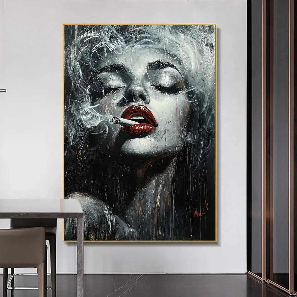 CRIMSON MUSE: Vertical Portrait Oil Painting on Canvas | Figurative closeup, raised brushwork detail