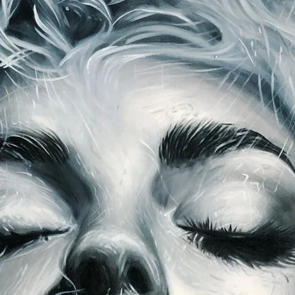 CRIMSON MUSE: Vertical Portrait Oil Painting on Canvas | rectangular format, hand-painted canvas edge