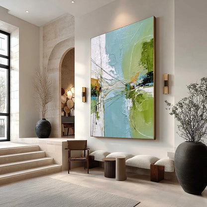 CROSSING PATHS: Large Textured Vertical Abstract Wall Art | Abstract mood, soft natural light studio shot