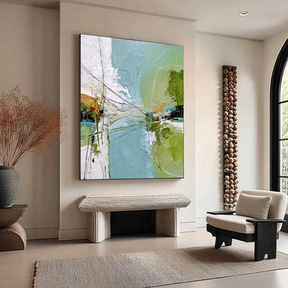 CROSSING PATHS: Large Textured Vertical Abstract Wall Art | beige palette, original Hand-painted on premium stretched canvas using artist-grade oils; rich layered surface combines smooth gradients ...