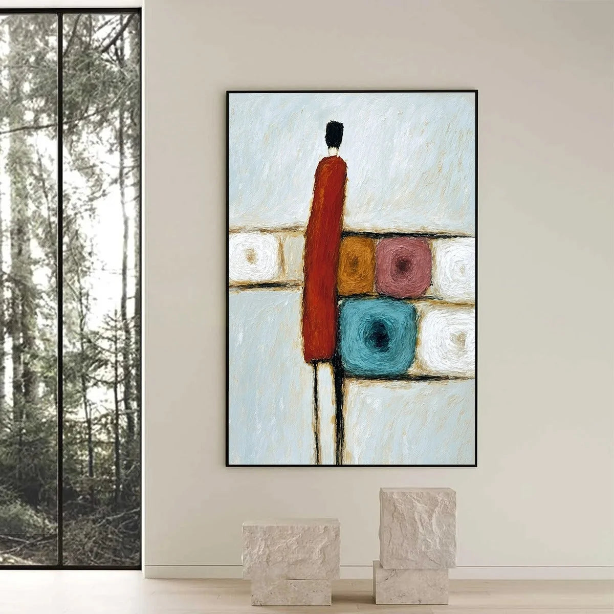 CROSSROADS: Modern Figurative Abstract Oil Painting | Figurative closeup, raised brushwork detail