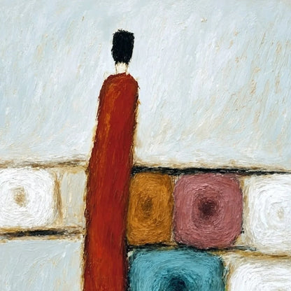CROSSROADS: Modern Figurative Abstract Oil Painting | rectangular format, hand-painted canvas edge