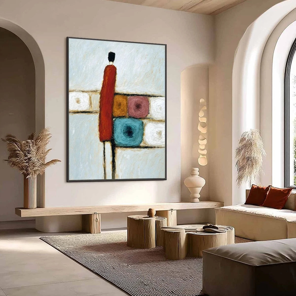 CROSSROADS: Modern Figurative Abstract Oil Painting | Figurative mood, soft natural light studio shot