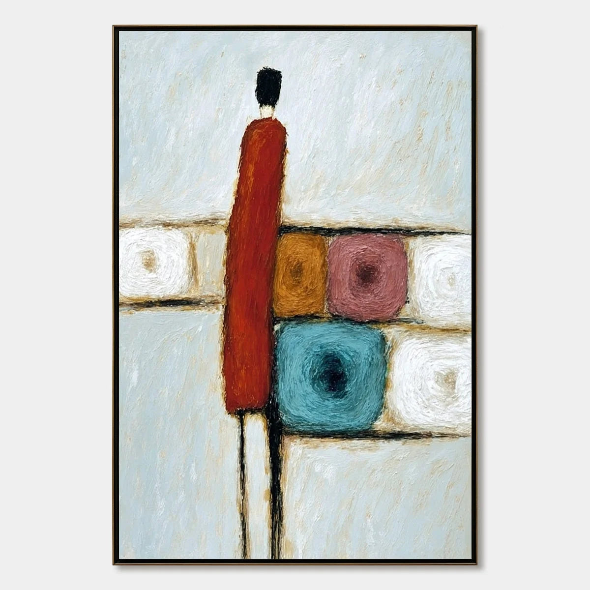CROSSROADS: Modern Figurative Abstract Oil Painting | hanging in CROSSROADS: Modern Figurative Abstract Oil Painting featuring layered textured brushwork in refined tones; figurative composition wi...
