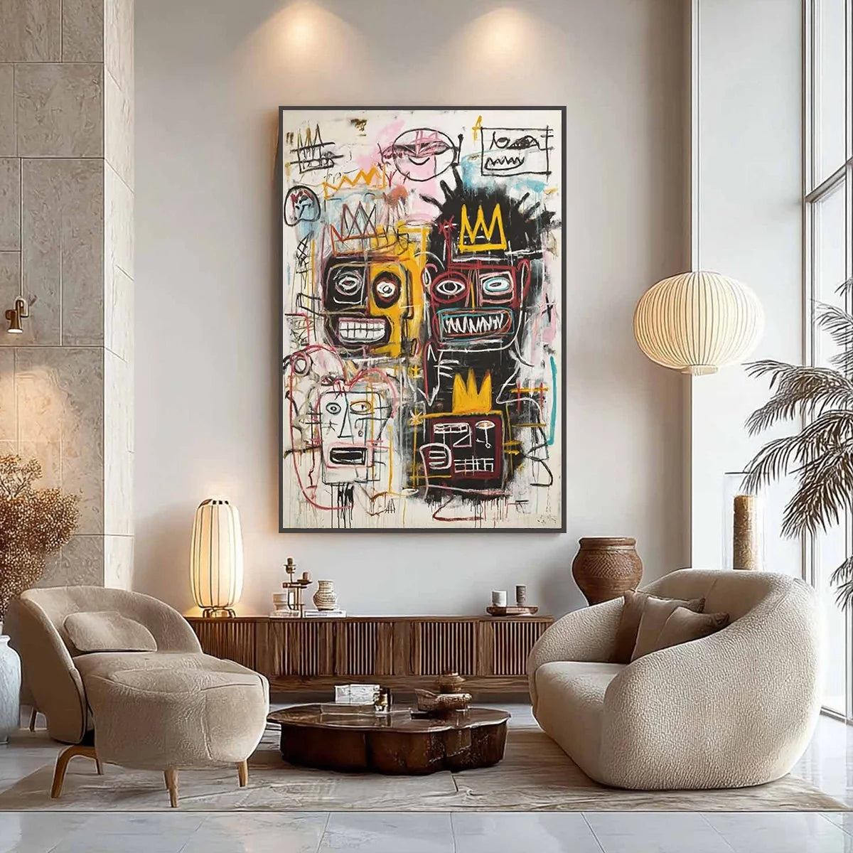 CROWNED FIGURES: Graffiti-Style Portrait Oil Painting | rolled canvas, ready for custom framing