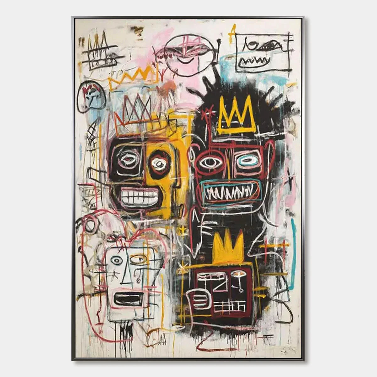 CROWNED FIGURES: Graffiti-Style Portrait Oil Painting | hanging in CROWNED FIGURES: Graffiti-Style Portrait Oil Painting featuring layered textured brushwork in refined tones; figurative compositio...