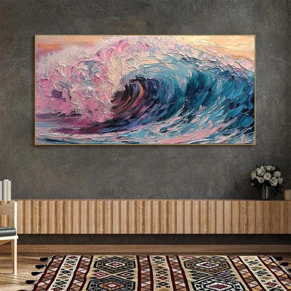 CRYSTAL CREST: Textured Impasto Ocean Wave Oil Painting | Abstract closeup, raised brushwork detail