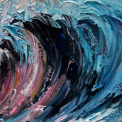 CRYSTAL CREST: Textured Impasto Ocean Wave Oil Painting | rolled canvas, ready for custom framing