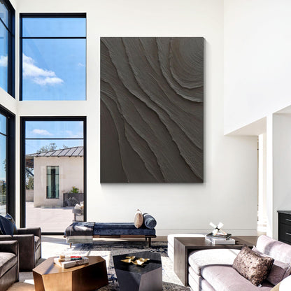 Dark Abstract Wall Art Black Textured Canvas Modern Minimalist Wabi Sabi Wall De #2