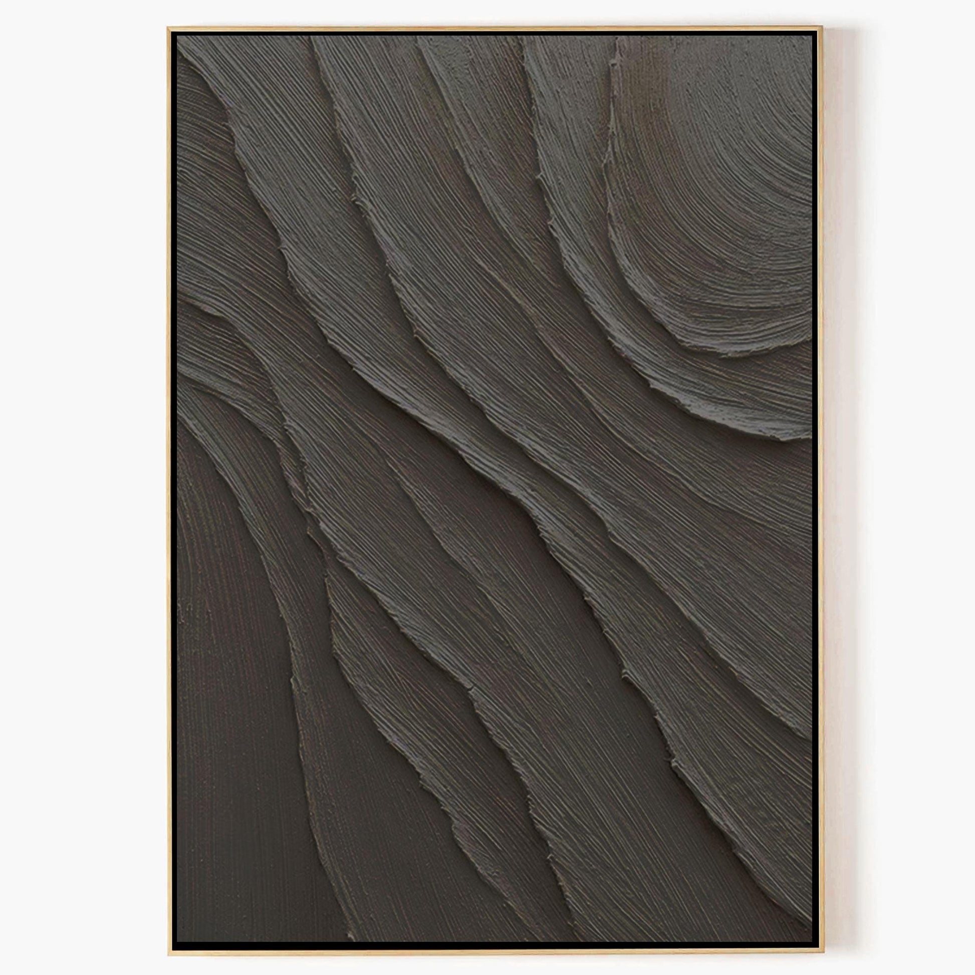 Dark Abstract Wall Art Black Textured Canvas Modern Minimalist Wabi Sabi Wall De #12