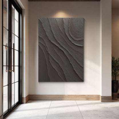 Dark Abstract Wall Art Black Textured Canvas Modern Minimalist Wabi Sabi Wall De #5