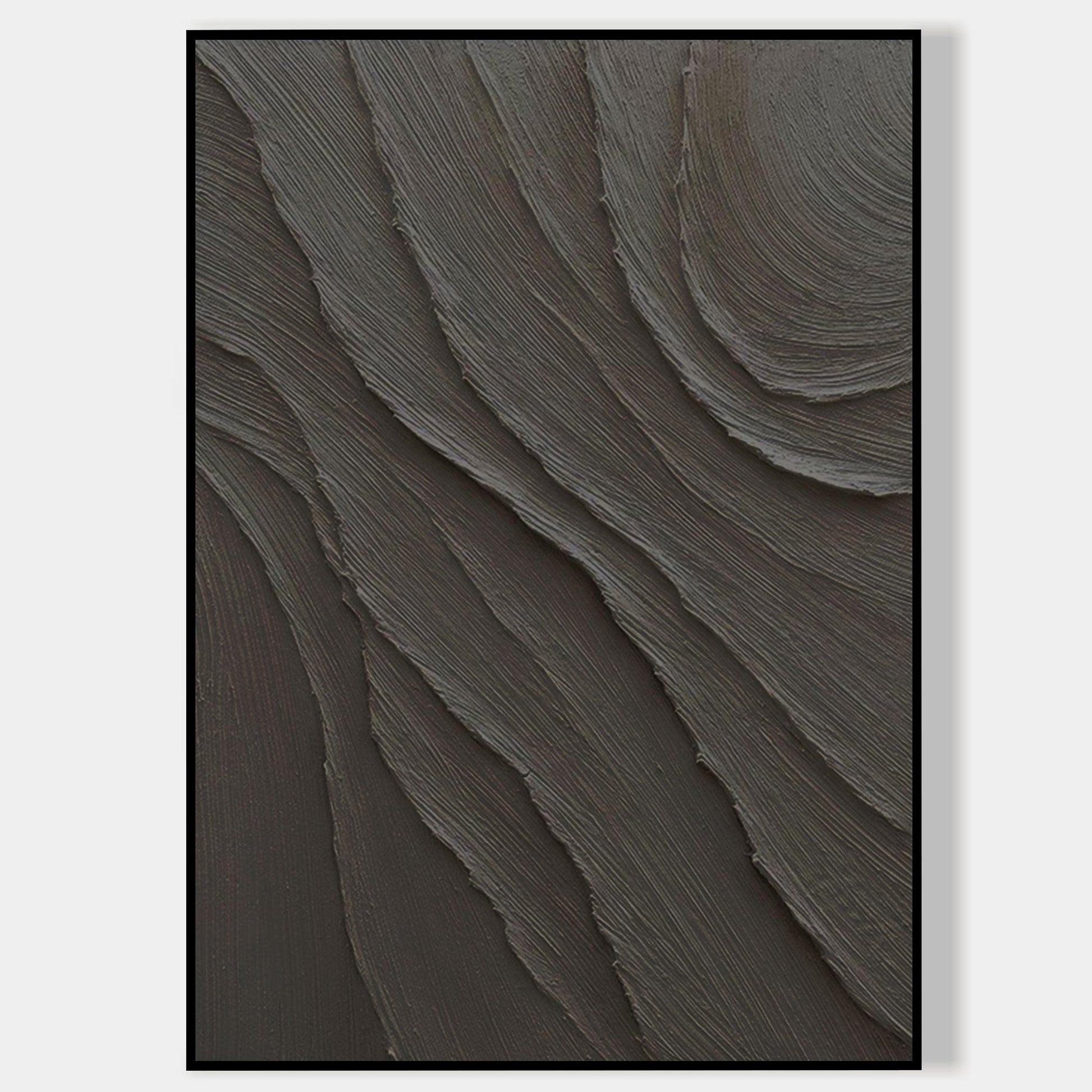 Dark Abstract Wall Art Black Textured Canvas Modern Minimalist Wabi Sabi Wall De #9