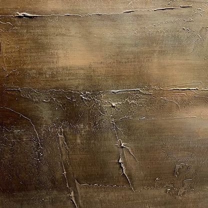 DARK BROWN TEXTURED LANDSCAPE: Abstract Painting in Brown | rectangular format, hand-painted canvas edge