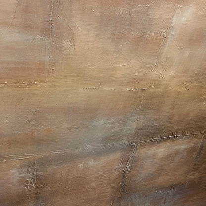 DARK BROWN TEXTURED LANDSCAPE: Abstract Painting in Brown | black frame version on white wall