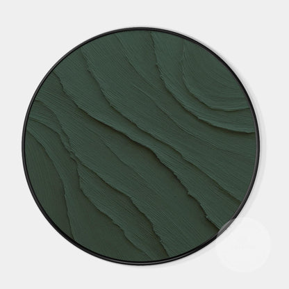 Dark Green Ocean Waves Round 3D Texture Wall Art Framed, Minimalist Painting on  #7