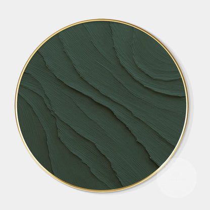 Dark Green Ocean Waves Round 3D Texture Wall Art Framed, Minimalist Painting on  #8