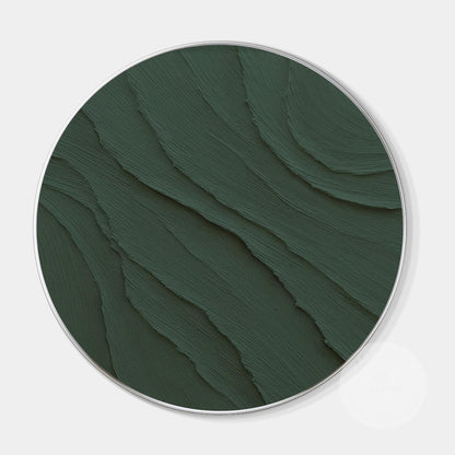 Dark Green Ocean Waves Round 3D Texture Wall Art Framed, Minimalist Painting on  #9