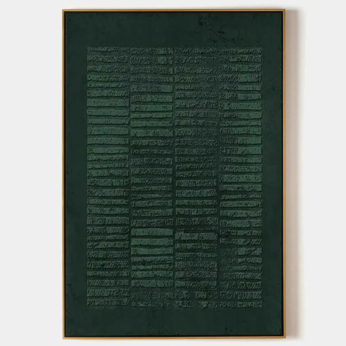 DARK GREEN TEXTURED GRID: Minimalist Textured Painting | hanging in DARK GREEN TEXTURED GRID: Minimalist Textured Painting featuring layered textured brushwork in refined tones; minimalist composit...