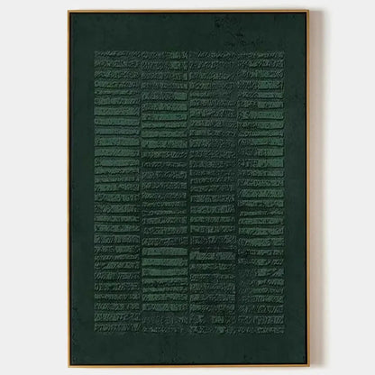 DARK GREEN TEXTURED GRID: Minimalist Textured Painting | hanging in DARK GREEN TEXTURED GRID: Minimalist Textured Painting featuring layered textured brushwork in refined tones; minimalist composit...