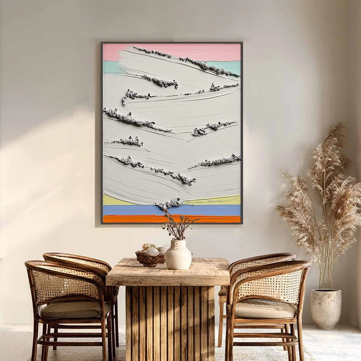 DAWNBREAK: Heavy Texture Abstract Minimalist Oil Painting | Minimalist closeup, raised brushwork detail