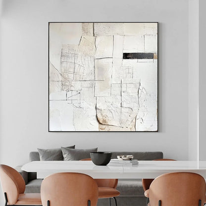 DECONSTRUCTED PLANS: Textured Minimalist Architectural Abstract Painting | rolled canvas, ready for custom framing