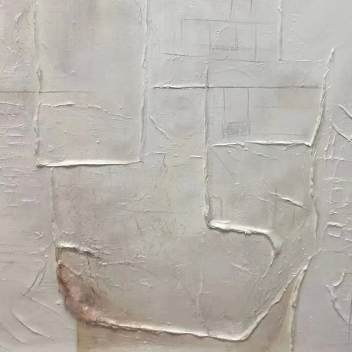 DECONSTRUCTED PLANS: Textured Minimalist Architectural Abstract Painting | black frame version on white wall