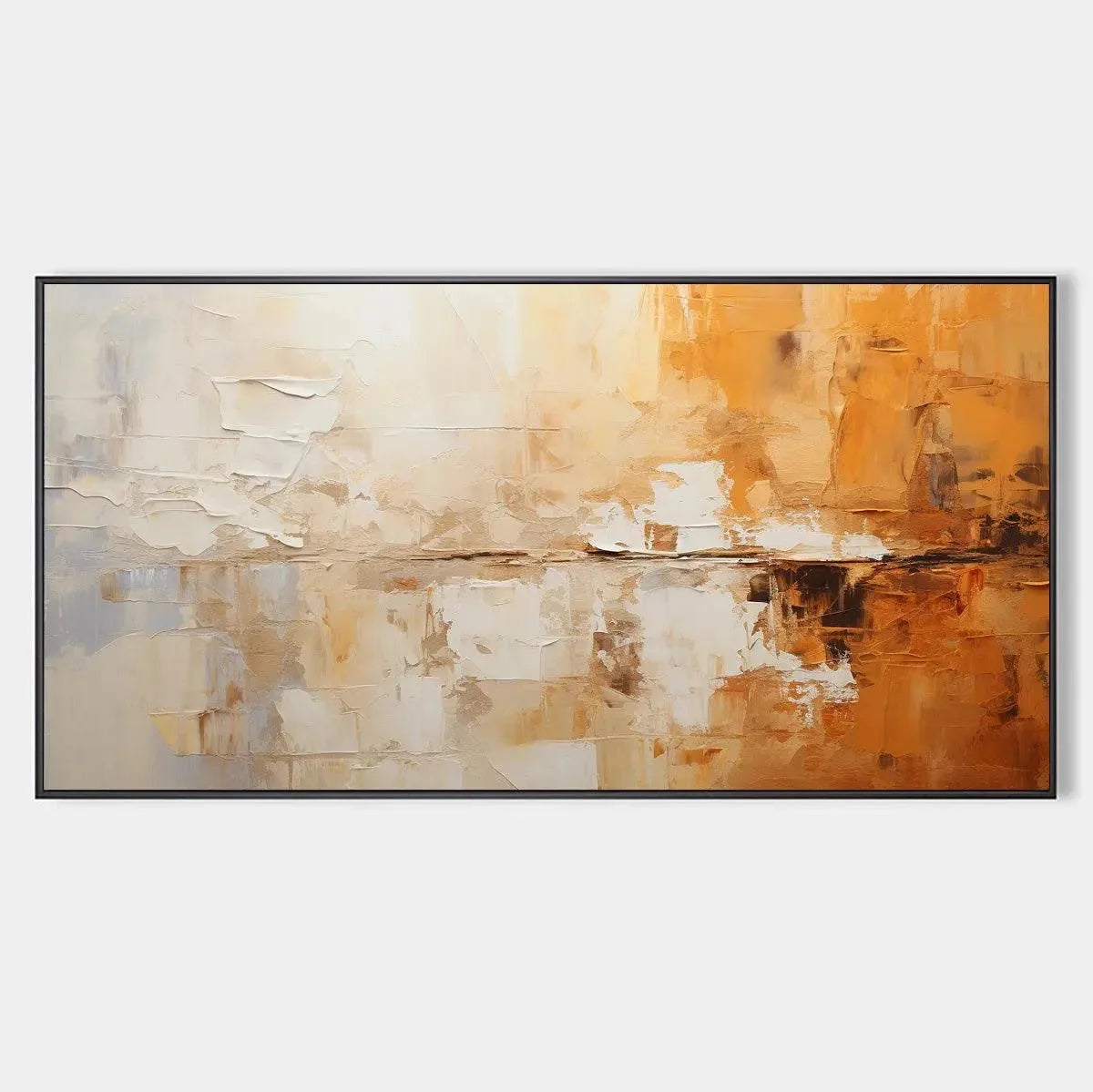 DESERT DUSK: Panoramic Abstract Painting in Orange and Beige, Textured Canvas, Modern Wall Art | hanging in DESERT DUSK: Panoramic Abstract Painting in Orange and Beige, Textured Canvas, Modern Wal...