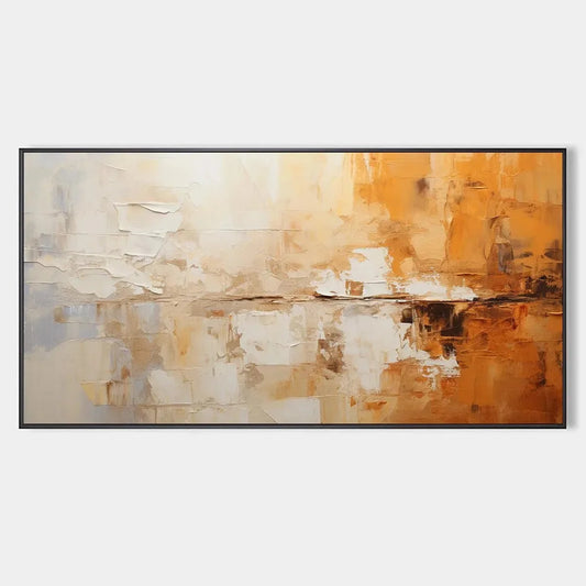 DESERT DUSK: Panoramic Abstract Painting in Orange and Beige, Textured Canvas, Modern Wall Art | hanging in DESERT DUSK: Panoramic Abstract Painting in Orange and Beige, Textured Canvas, Modern Wal...