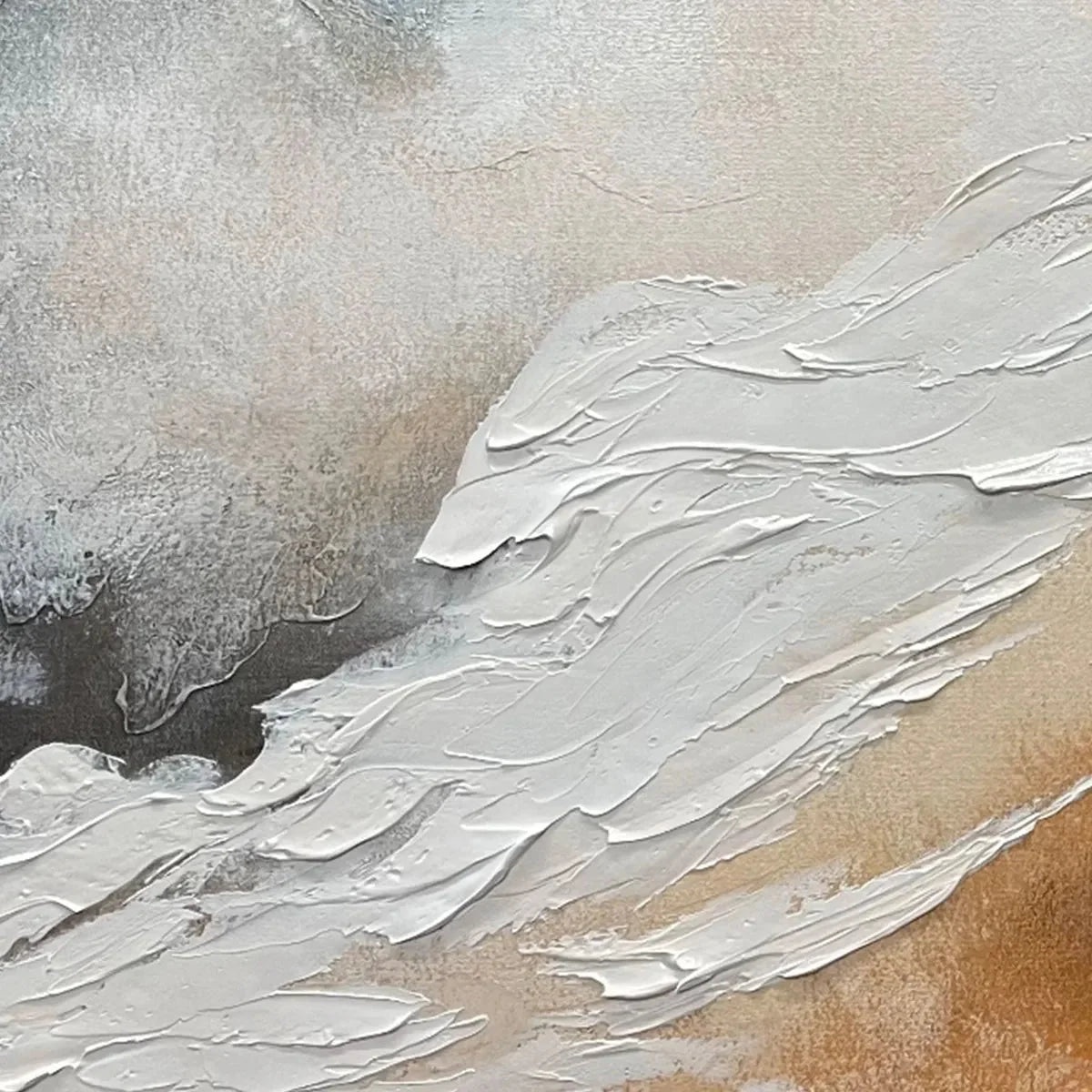 DESERT FLOW: Abstract Landscape Painting in Orange, White, and Grey, Textured Canvas, Modern Wall Art | rectangular format, hand-painted canvas edge