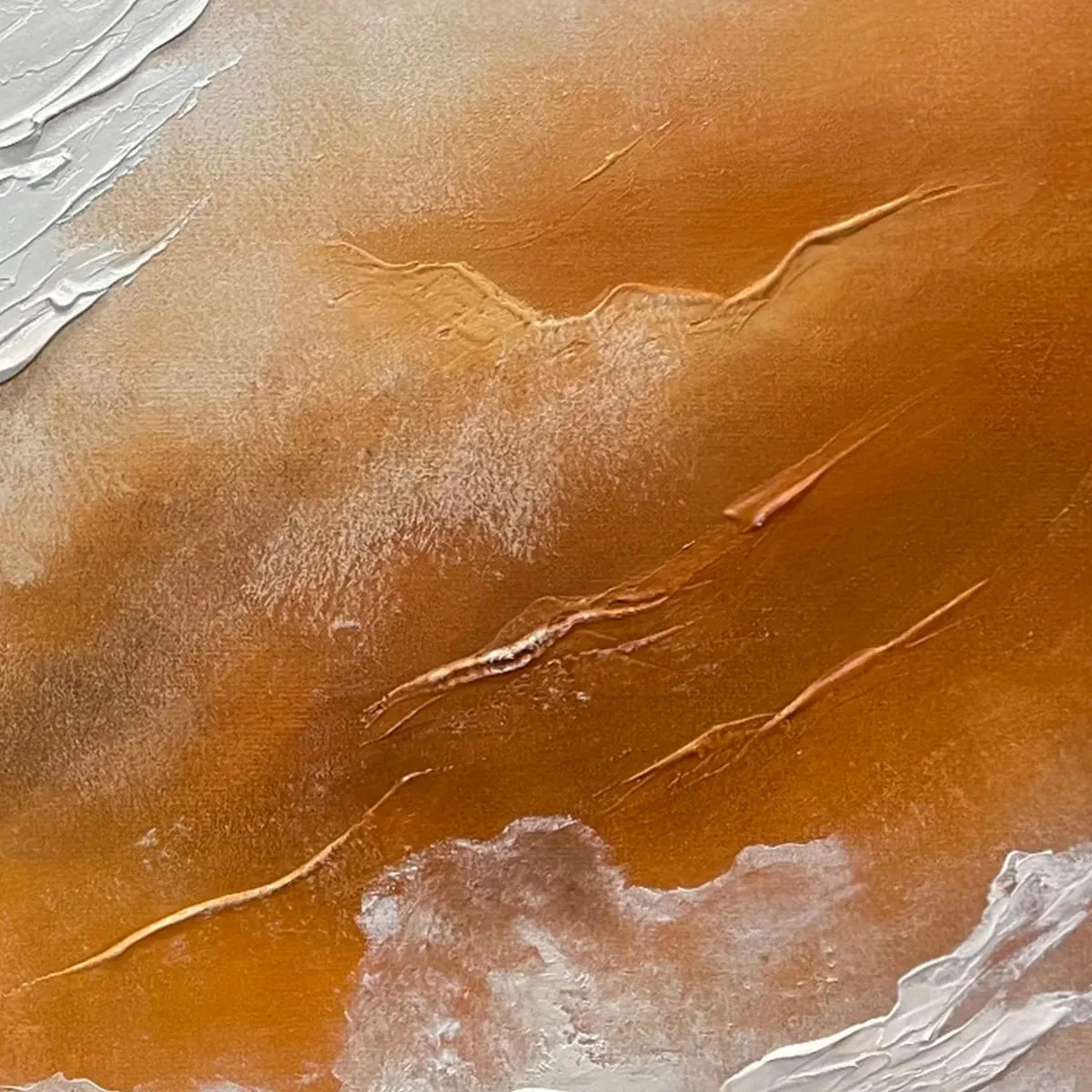 DESERT FLOW: Abstract Landscape Painting in Orange, White, and Grey, Textured Canvas, Modern Wall Art | rolled canvas, ready for custom framing