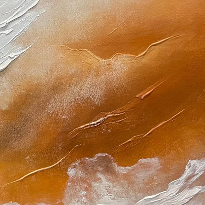 DESERT FLOW: Abstract Landscape Painting in Orange, White, and Grey, Textured Canvas, Modern Wall Art | rolled canvas, ready for custom framing