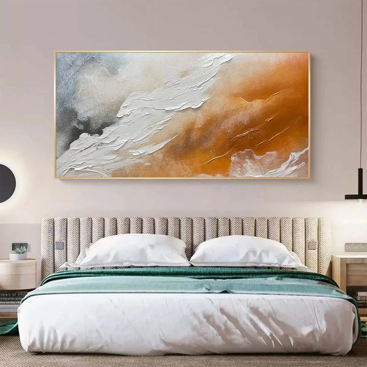DESERT FLOW: Abstract Landscape Painting in Orange, White, and Grey, Textured Canvas, Modern Wall Art | beige palette, original Hand-painted on premium stretched canvas using artist-grade oils; ric...
