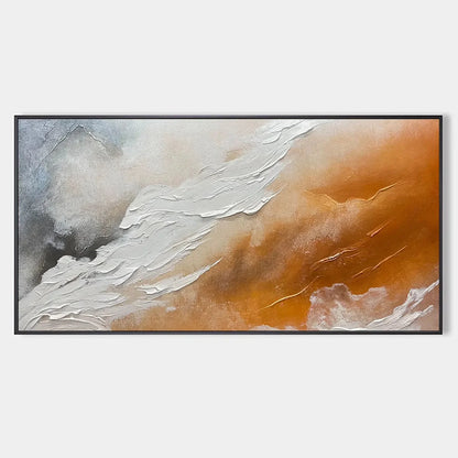 DESERT FLOW: Abstract Landscape Painting in Orange, White, and Grey, Textured Canvas, Modern Wall Art | hanging in DESERT FLOW: Abstract Landscape Painting in Orange, White, and Grey, Textured Canv...