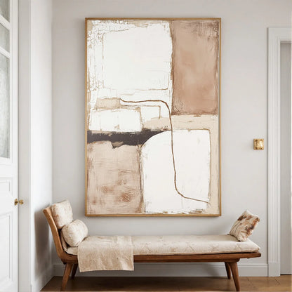 DESERT FLOW: Minimalist Abstract Textured Oil Painting | Minimalist closeup, raised brushwork detail