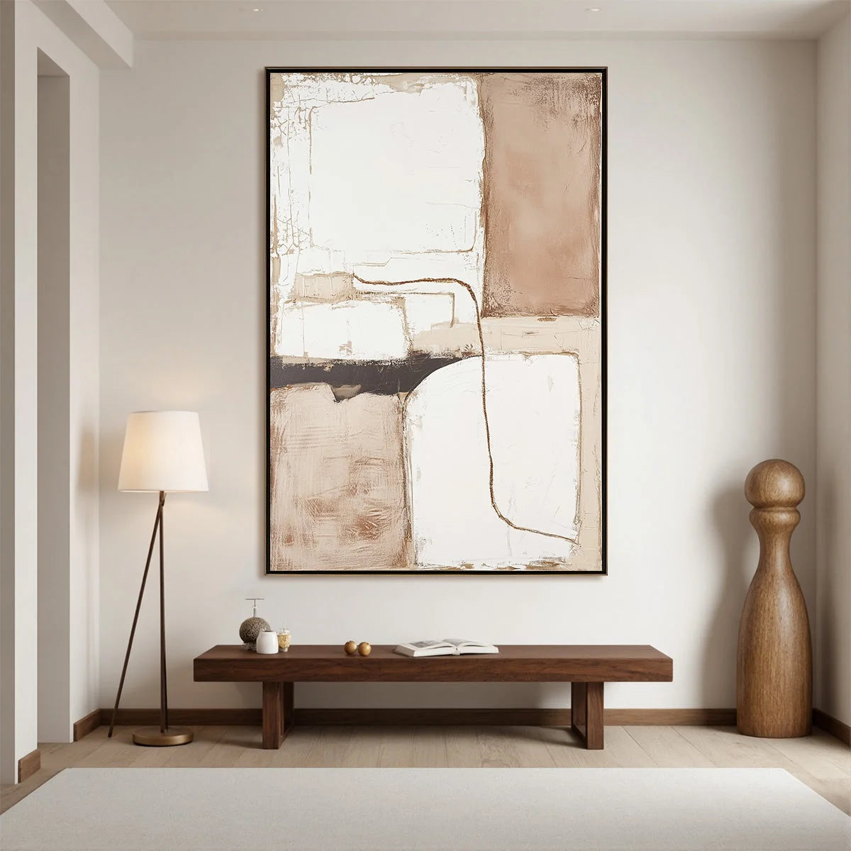 DESERT FLOW: Minimalist Abstract Textured Oil Painting | rolled canvas, ready for custom framing