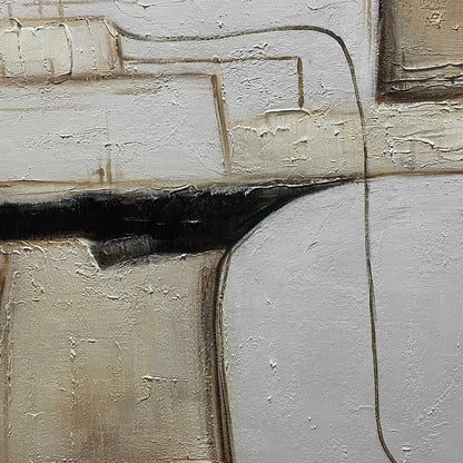 DESERT FLOW: Minimalist Abstract Textured Oil Painting | black frame version on white wall