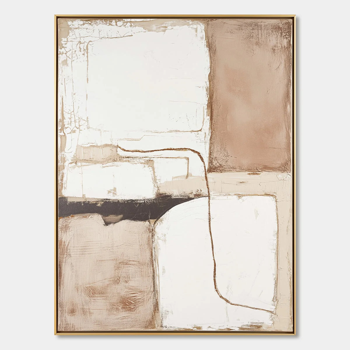 DESERT FLOW: Minimalist Abstract Textured Oil Painting | hanging in DESERT FLOW: Minimalist Abstract Textured Oil Painting featuring layered textured brushwork in refined tones; minimalist composit...