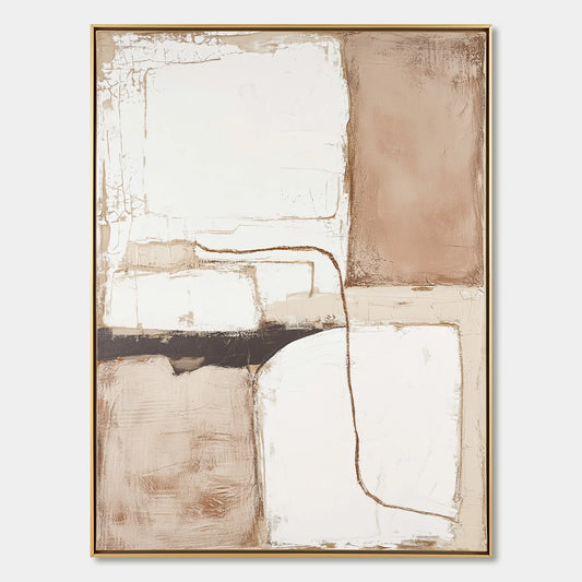 DESERT FLOW: Minimalist Abstract Textured Oil Painting | hanging in DESERT FLOW: Minimalist Abstract Textured Oil Painting featuring layered textured brushwork in refined tones; minimalist composit...