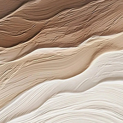 DESERT FLOW: Textured Abstract Landscape Painting in Brown and Beige | rectangular format, hand-painted canvas edge